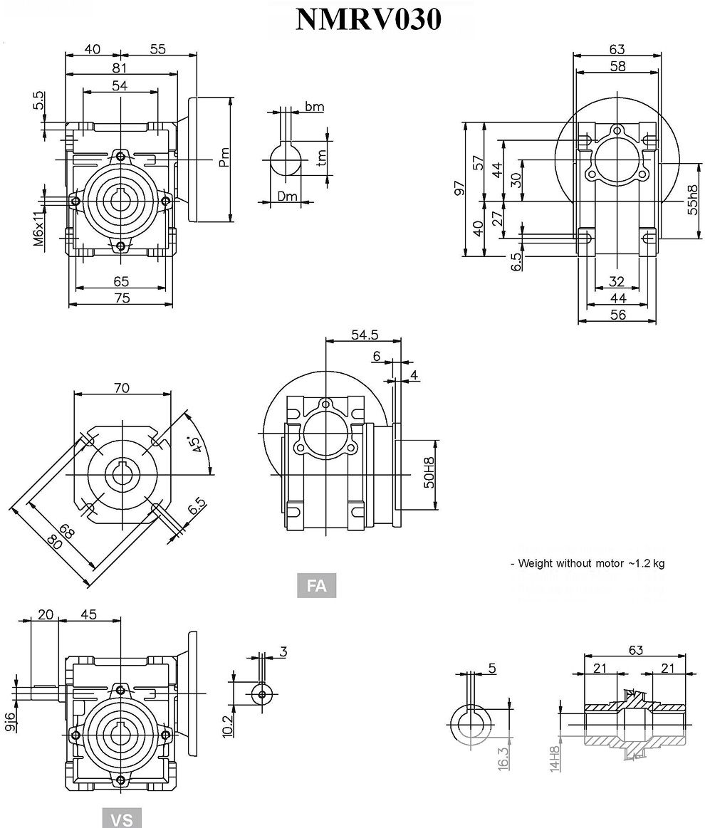 RV-E蜗轮蜗杆减速机(图3)
